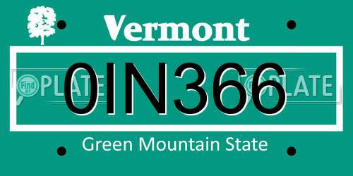 0IN366 Vermont License Plate