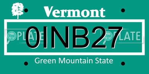 0INB27 Vermont License Plate