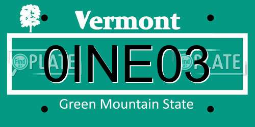 0INE03 Vermont License Plate