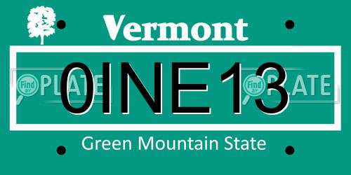 0INE13 Vermont License Plate