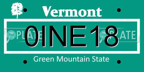 0INE18 Vermont License Plate
