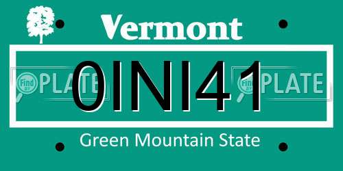 0INI41 Vermont License Plate