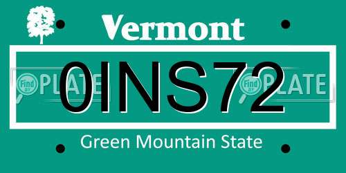0INS72 Vermont License Plate