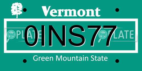 0INS77 Vermont License Plate