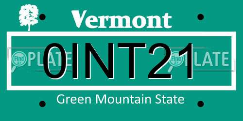 0INT21 Vermont License Plate