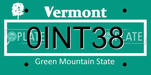 0INT38 Vermont License Plate
