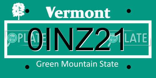 0INZ21 Vermont License Plate