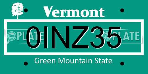 0INZ35 Vermont License Plate