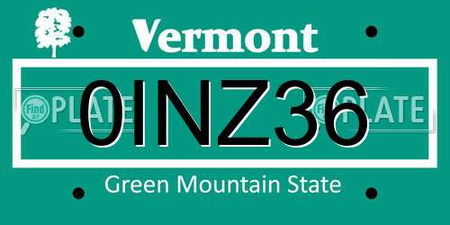 0INZ36 Vermont License Plate
