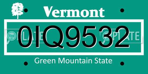 0IQ9532 Vermont License Plate