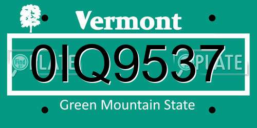 0IQ9537 Vermont License Plate