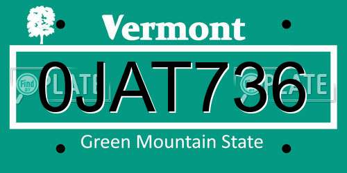 0JAT736 Vermont License Plate