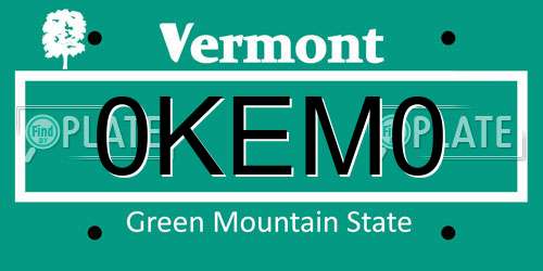 0KEM0 Vermont License Plate