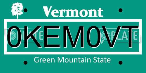 0KEM0VT Vermont License Plate