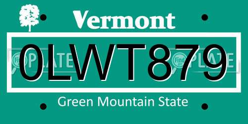 0LWT879 Vermont License Plate