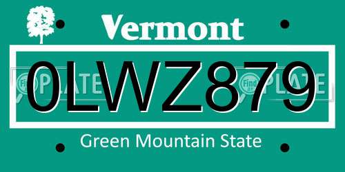 0LWZ879 Vermont License Plate