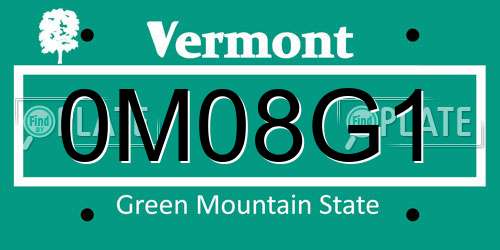 0M08G1 Vermont License Plate