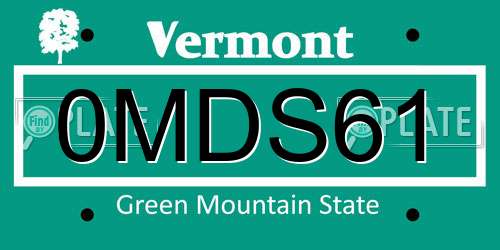 0MDS61 Vermont License Plate