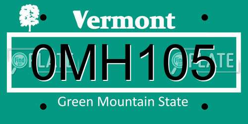 0MH105 Vermont License Plate