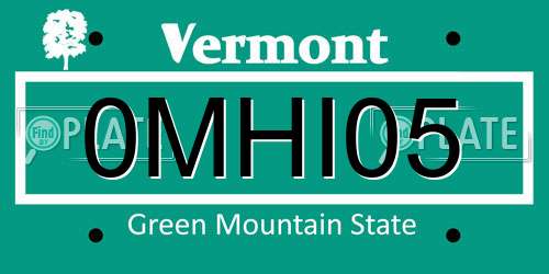 0MHI05 Vermont License Plate