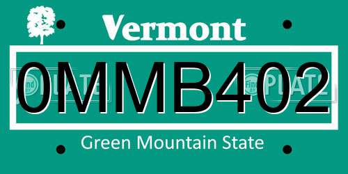 0MMB402 Vermont License Plate