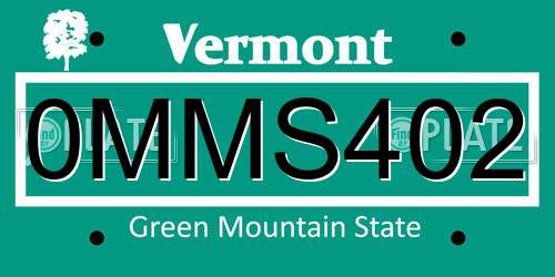 0MMS402 Vermont License Plate