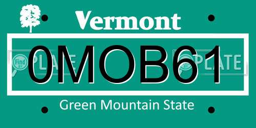 0MOB61 Vermont License Plate