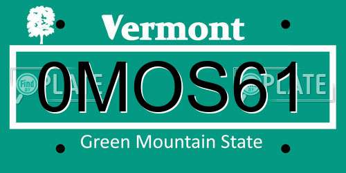 0MOS61 Vermont License Plate