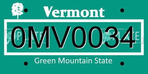 0MV0034 Vermont License Plate
