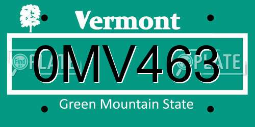 0MV463 Vermont License Plate