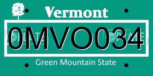 0MVO034 Vermont License Plate