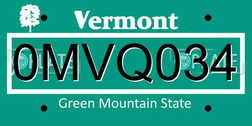 0MVQ034 Vermont License Plate