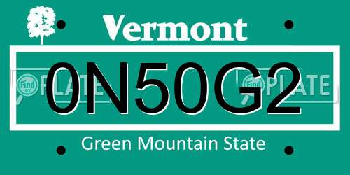 0N50G2 Vermont License Plate
