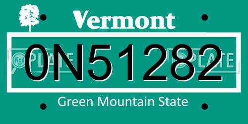 0N51282 Vermont License Plate