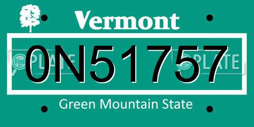 0N51757 Vermont License Plate