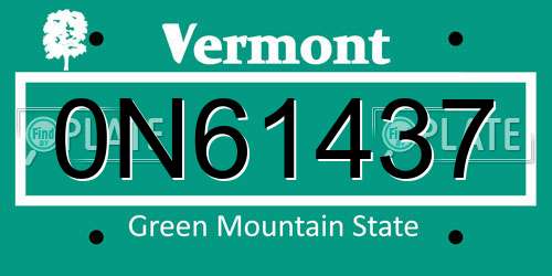 0N61437 Vermont License Plate