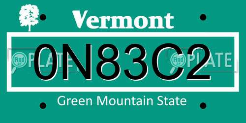 0N83C2 Vermont License Plate