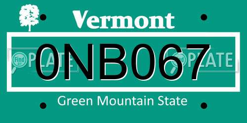 0NB067 Vermont License Plate