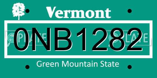 0NB1282 Vermont License Plate