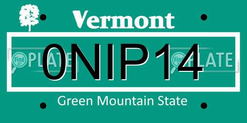 0NIP14 Vermont License Plate