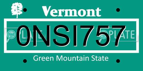 0NSI757 Vermont License Plate