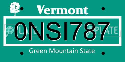 0NSI787 Vermont License Plate
