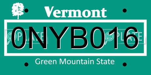 0NYB016 Vermont License Plate