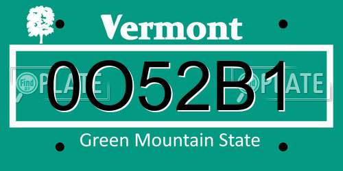 0O52B1 Vermont License Plate