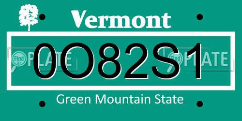 0O82S1 Vermont License Plate