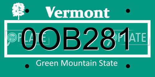 0OB281 Vermont License Plate