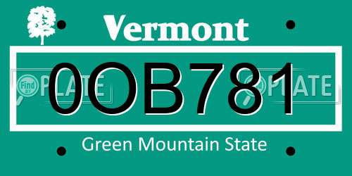 0OB781 Vermont License Plate