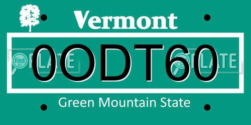 0ODT60 Vermont License Plate