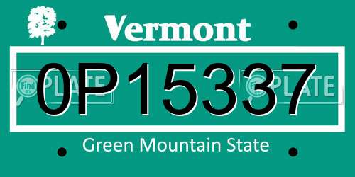 0P15337 Vermont License Plate
