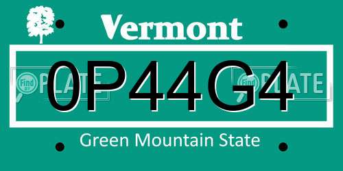 0P44G4 Vermont License Plate